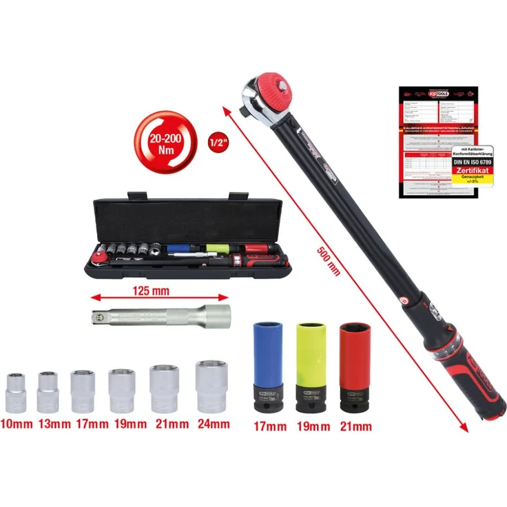 1-2ERGOTORQUEprecision Drehmomentschlüssel-Satz, 20-200Nm, 11-tlg – Bild 1