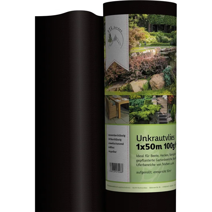 TTL Garden Gartenvlies 50 x 1 Meter 100g pro m² speziell gegen Unkraut - Unkrautvlies, Unkrautfolie, Vlies