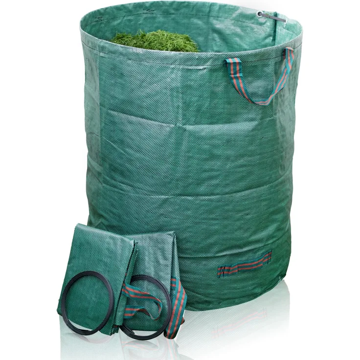 TTL Garden Gartensäcke 3er Set 120l - Laubsack inklusive Griffe, Sack für Gras Gartenabfall Grünschnitt