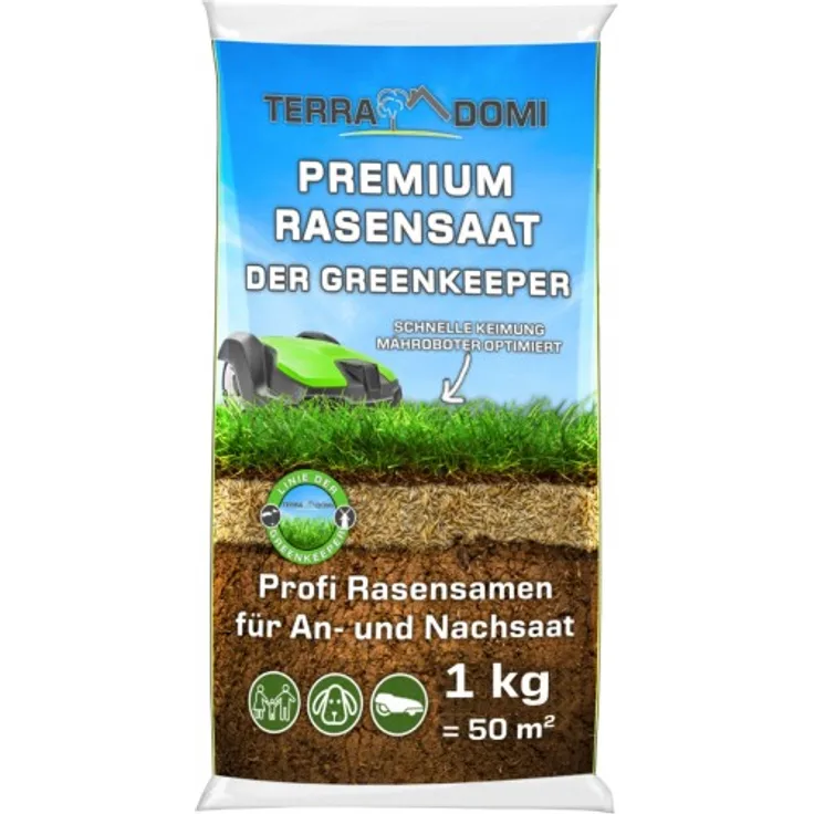 TerraDomi Premium Rasensamen für An- & Nachsaat I strapazierfähige und robuste Rasensaat der Greenkeeper