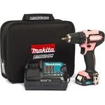 Makita DF333DSAP1 Akku-Bohrschrauber 12 V CXT in Pink + 1 x 2 Ah Akku und Ladegerät mit Tasche