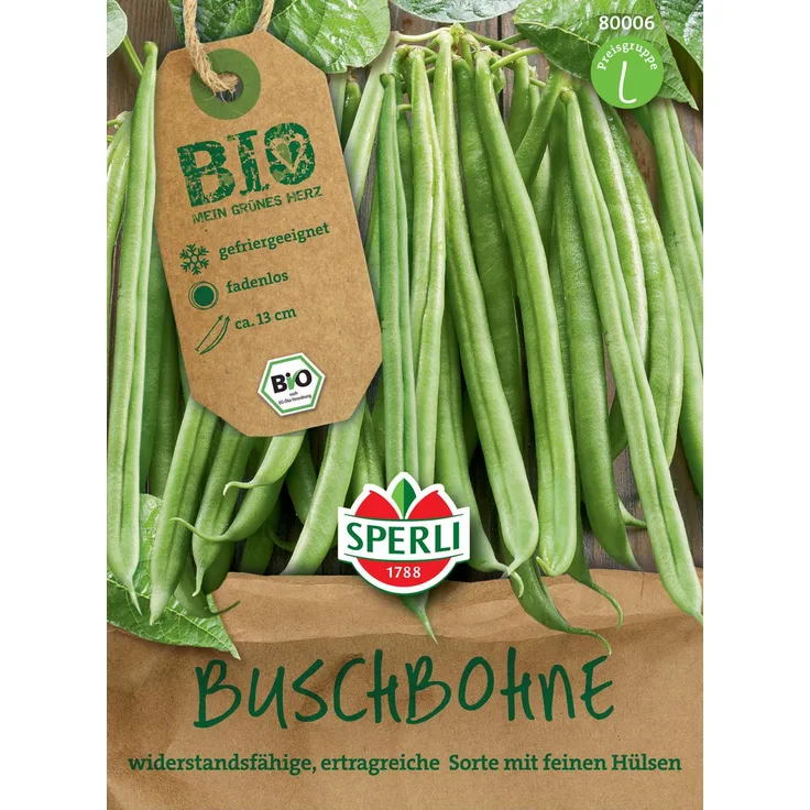 Sperli BIO Buschbohne, ertrag- reiche Sorte ist sehr widerstandsfähig, gut zum einfrieren geeignet