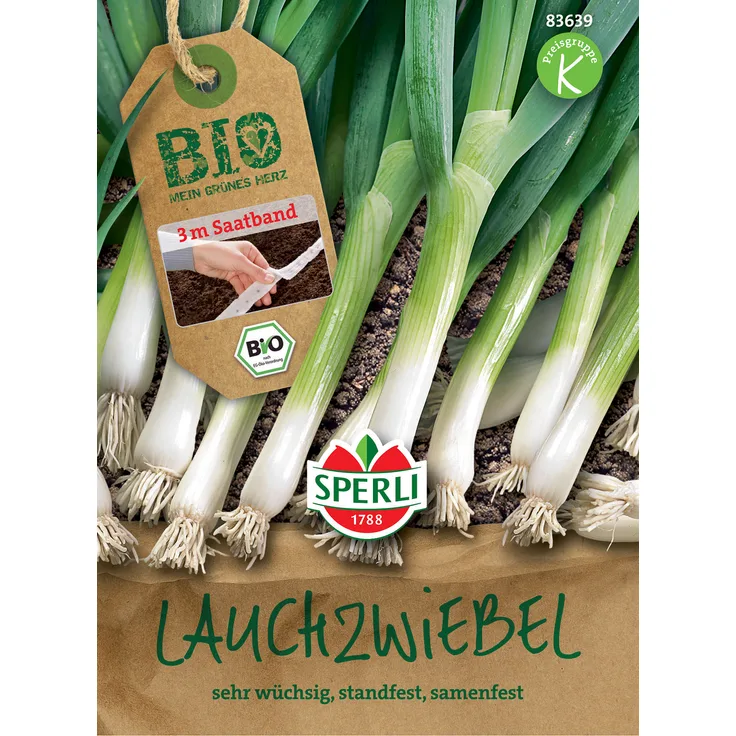 Sperli BIO Lauchzwiebel (Saatband), überzeugt mit einem besonders ausgeprägten langem aber stabilem Schaft