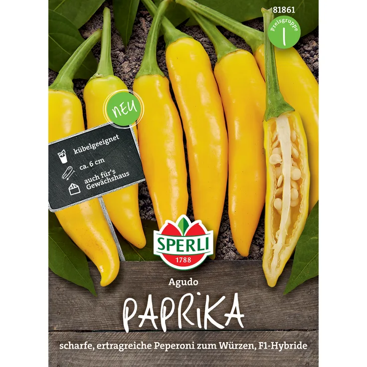 Sperli Paprika Agudo F1, ertragreiche Peperoni zum Würzen für Schärfe-Liebhaber, Freiland und Gewächshaus, für Kübel geeignet