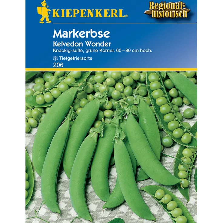 Kiepenkerl Markerbse Kelvedon Wonder, dunkelgrün knackig angenehm süß, tiefgefrier Sorte, für Eintöpfe und Gemüsebeilage