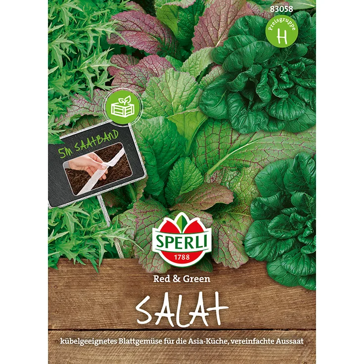 Sperli Salatmischung Asia Red & Green Mischung, Saatband 5m
