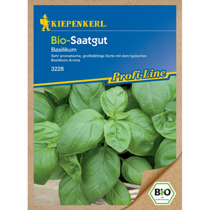 Kiepenkerl BIO Basilikum, großblättrige und sehr aromatische robuste Sorte, BIO Saatgut
