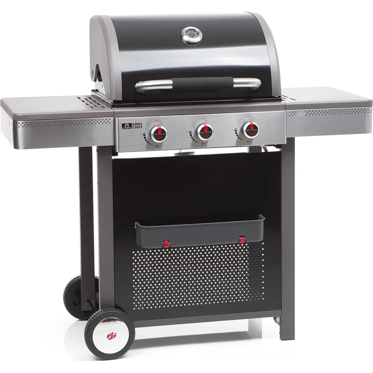 GRILLCHEF BBQ Grill 3.0 - 126 cm - 50mbar - Edelstahl-schwarz