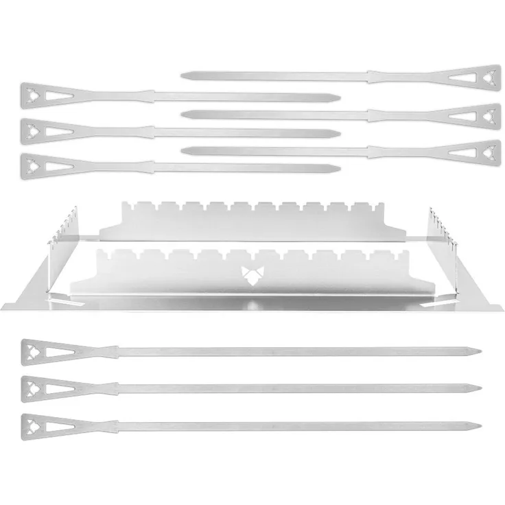 FENNEK - Grillspießset für FENNEK 2.0 - Edelstahl - Gestell, 6 kurze, 3 lange Spieße