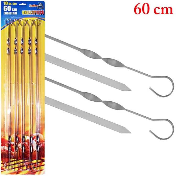 Schaschlik Spieße Edelstahl 10 Stück 60 cm Mangal Grill Schampura