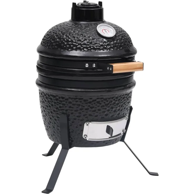 vidaXL 2-in-1 Kamado-Grill Smoker Keramik 56 cm Schwarz