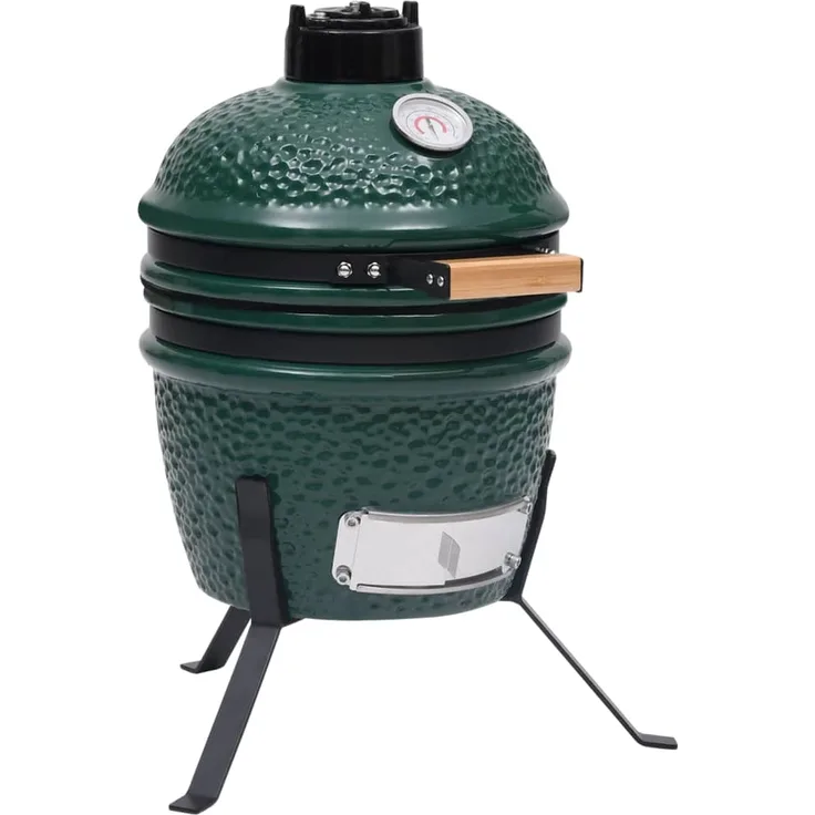 vidaXL 2-in-1 Kamado-Grill Smoker Keramik 56 cm Grün