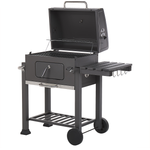 Holzkohlegrill mit Deckel Edelstahl grau rechteckig rollbar PAVLOF - Preisvergleich