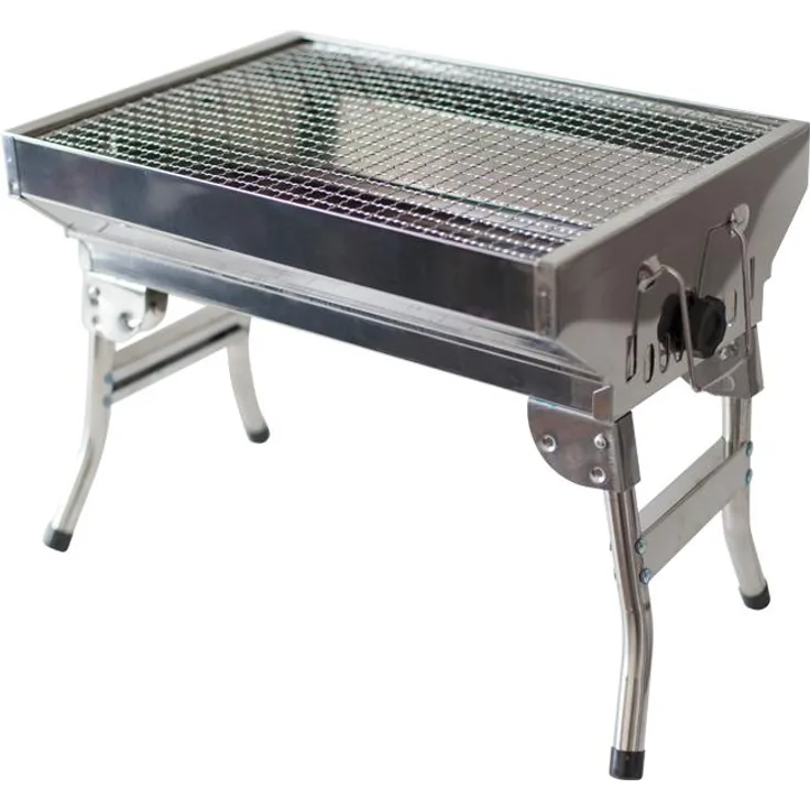 Schaschlik Grill Angler Edelstahl Mangal mit klappbaren Beinen Anglergrill