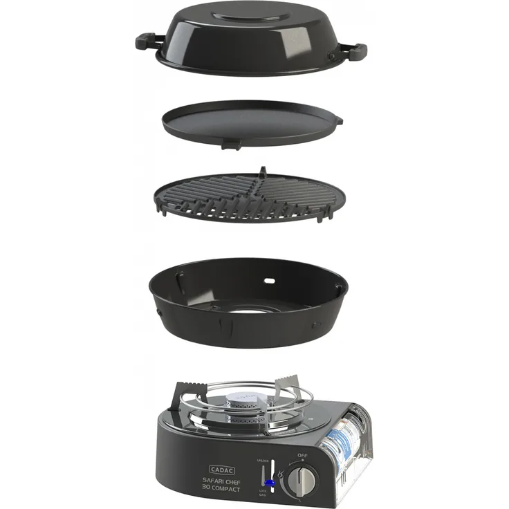 Cadac Safari Chef 30 Compact Gasgrill leichtgewichtiger Campinggrill ø 30 cm 6525L1-10-UN