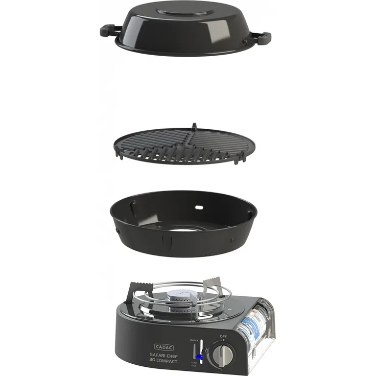 Cadac Safari Chef 30 Compact Lite Gasgrill leichtgewichtiger Campinggrill ø 30 cm 6525L1-20-UN