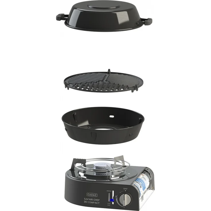 Cadac Safari Chef 30 Compact Lite Gasgrill leichtgewichtiger Campinggrill ø 30 cm 6525L1-20-UN – Bild 1