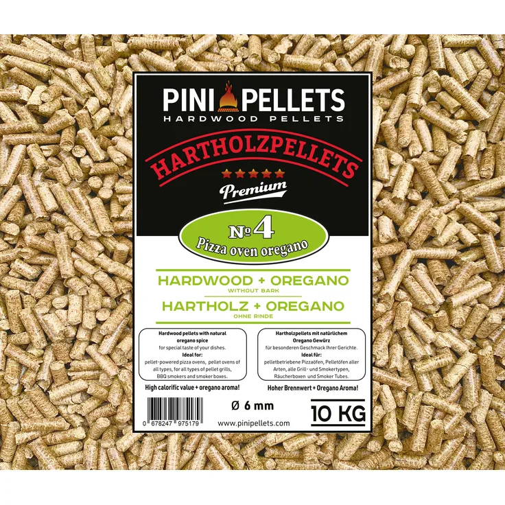 4 Hartholz Pellets Pizza Oven Oregano 10 Kg Grillpellets zum Grillen Räuchern