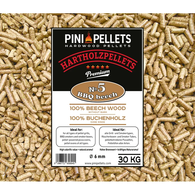 5 Hartholz Pellets 100% Buche BBQ Beech 30 Kg Grillpellets zum Grillen Räuchern – Bild 1