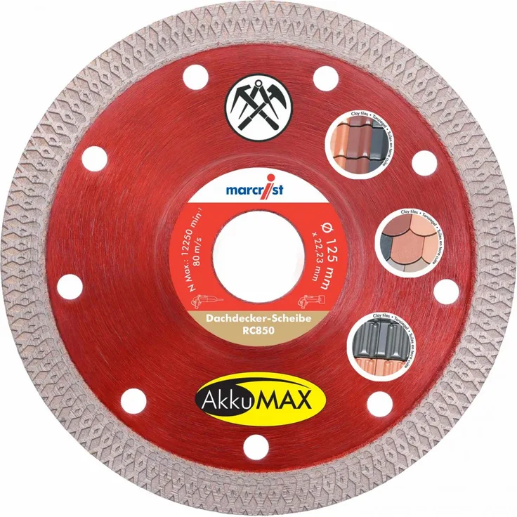 Marcrist RC850 AkkuMAX Diamanttrennscheibe für Dachdecker - 125mm - für Ziegeln