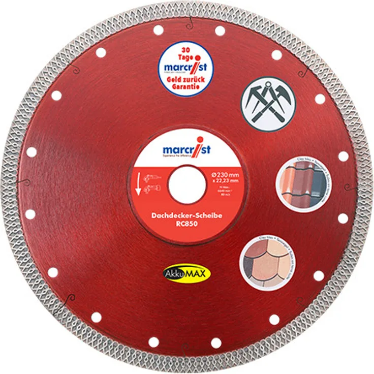 Marcrist RC850 AkkuMAX Diamanttrennscheibe für Dachdecker - 230mm - für Ziegel