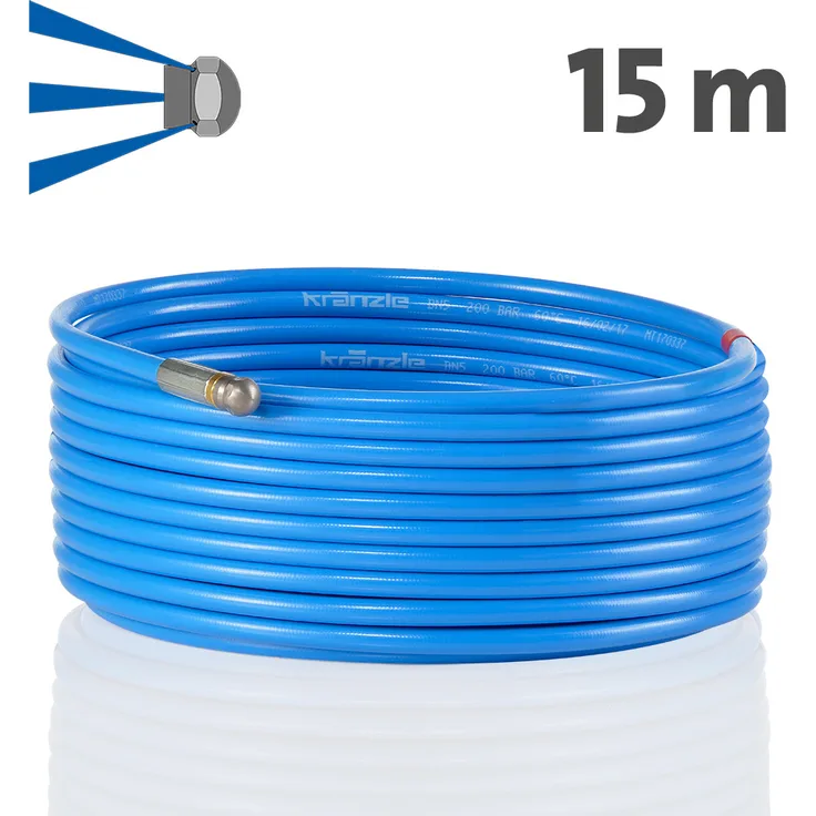 KRÄNZLE Rohrreinigungsschlauch mit Düse - 15m - 125501 - D12