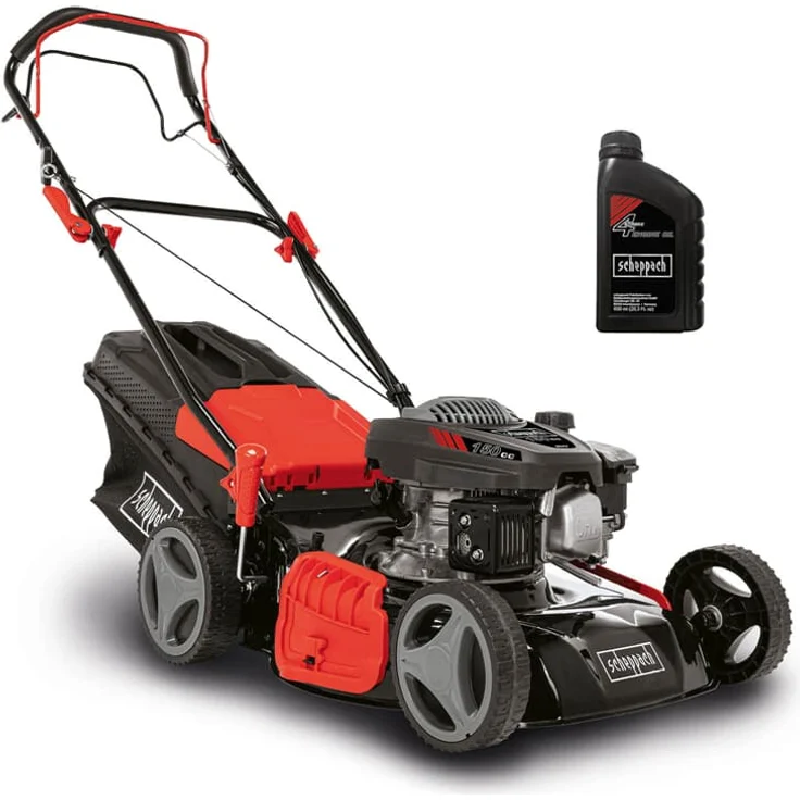 Scheppach MS161-46 Benzin Rasenmäher - 46 cm Schnittbreite | 55 Liter Fangkorb | Stahlgehäuse | 7-stufige Höhenverstellung | Mulchfunktion | Radantrieb | Seitenauswurf | inkl. Motoröl – Bild 1