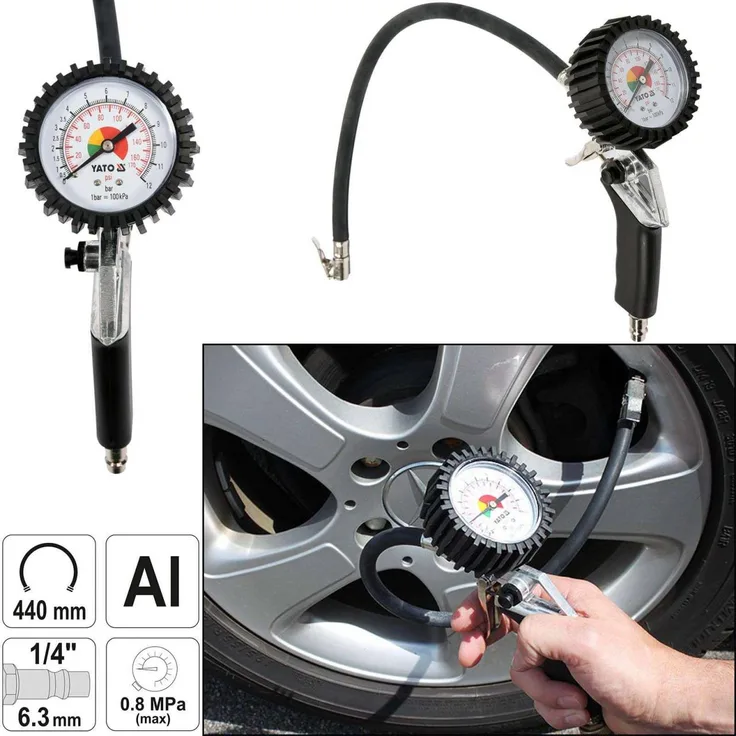 YATO Profi Druckluft Reifenfüller mit Manometer YT-2370