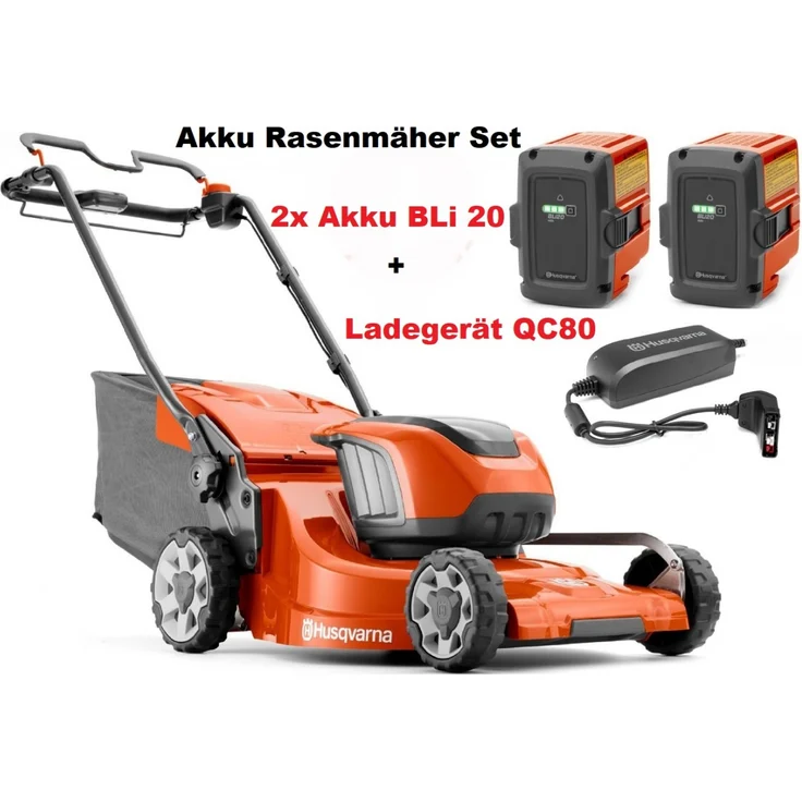 Husqvarna Akku-Rasenmäher LC 347iVX - mit 2 Akkus BLi20 + Ladegerät QC80