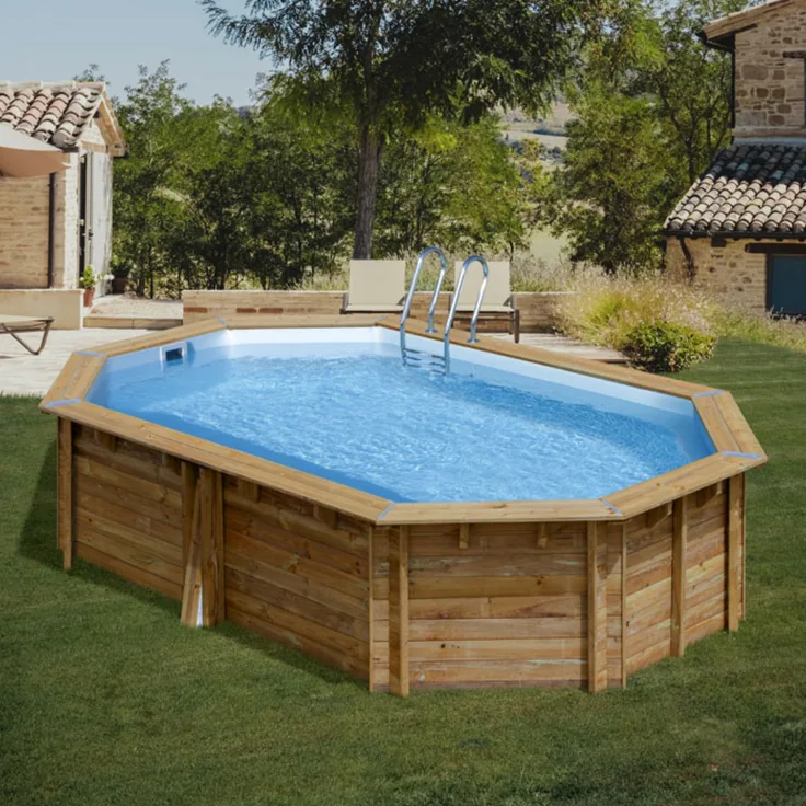 Pool Komplettset aus Echtholz Canelle 2 Oval 535 x 335 x 117 cm