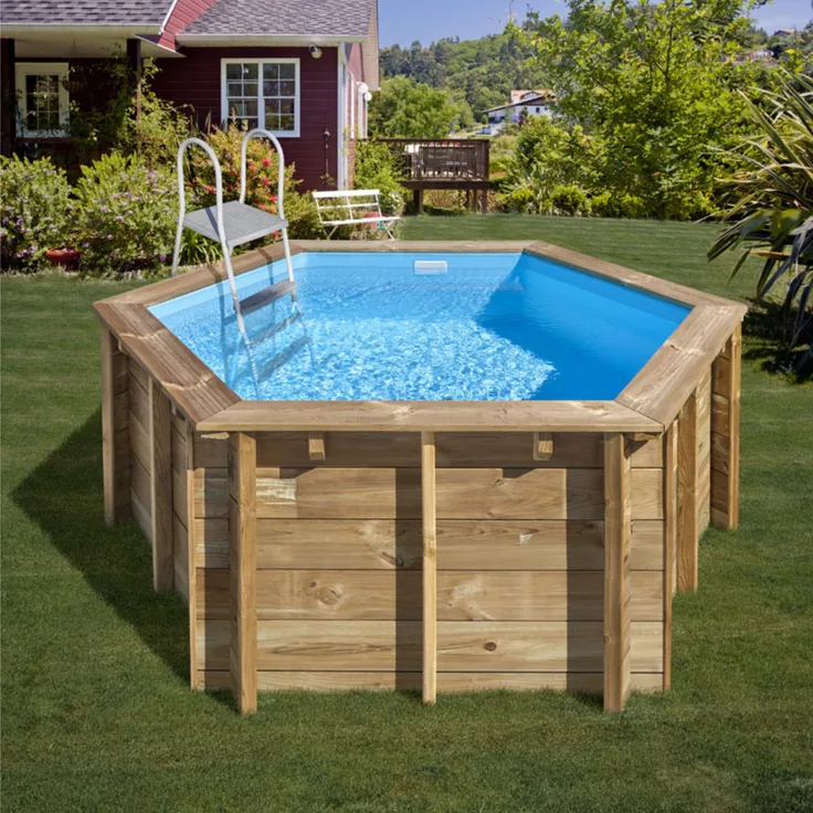 Pool Komplettset aus Echtholz Lili 2 Ø 280 x 107 cm