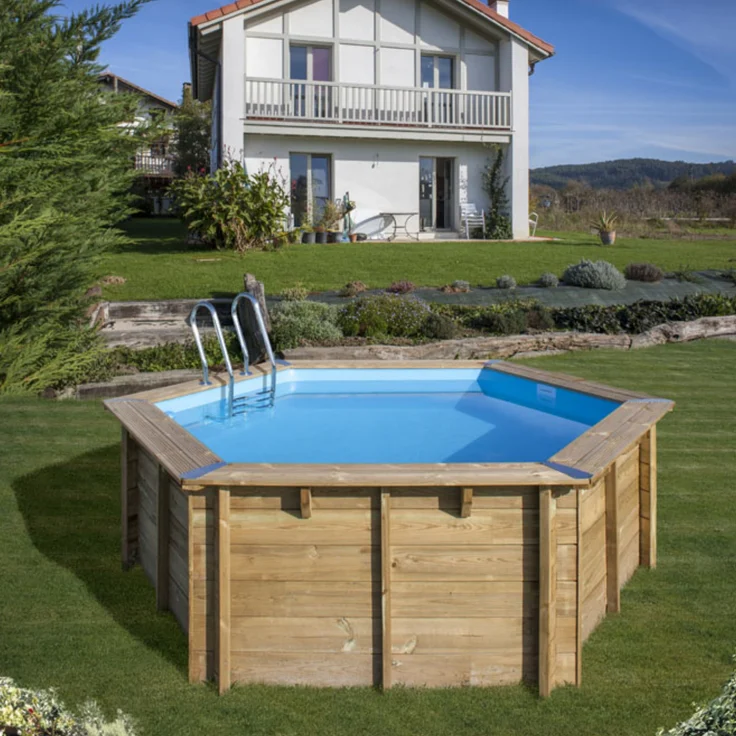 Pool Komplettset aus Echtholz Vanille 2 Ø 400 x 119 cm – Bild 1