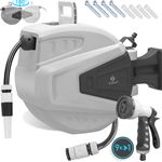 KESSER Schlauchtrommel Schlauchaufroller Wasser Multi-Handbrause 180° Schwenkbar Aufwickelstopper Wandhalterung Wand-Schlauchbox Wasserschlauchtrommel Gartenschlauch Grau, 20 Meter