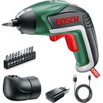 Bosch Akkuschrauber IXO Medium Set (5. Generation, Winkelaufsatz, 10 Bits, USB Ladegerät, 3,6 Volt)