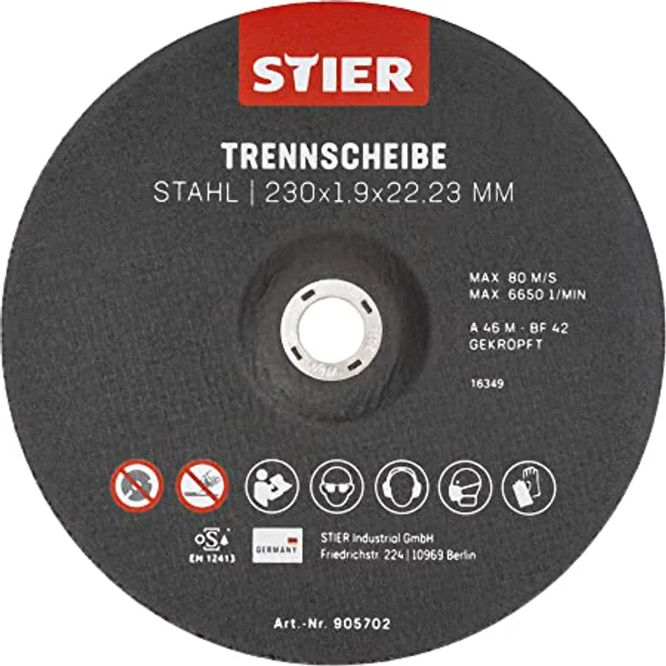 STIER Trennscheiben Stahl 230 x 1,9 x 22,23 Form 42 gekröpft 25 Stk., für Winkelschleifer jeglicher Art, besonders geeignet für Edelstahl und Stahl – Bild 1