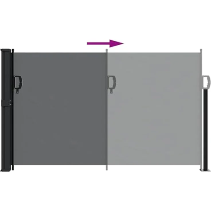 vidaXL Seitenmarkise, Wandmarkise mit PU-Beschichtung, Sichtschutz für Balkon Terrasse Garten, Windschutz Markise, Ausziehbar Schwarz Polyester – Bild 5