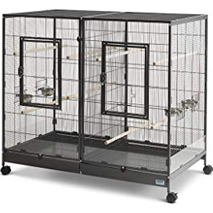 Savic Käfig Tasmania 120, schwarz, Gehege mit Edelstahl Verriegelungssystem, transparenten Seitenplatten und abnehmbarem Trenngitter
