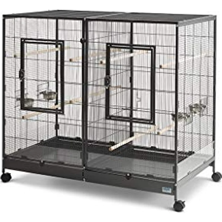 Savic Käfig Tasmania 120, schwarz, Gehege mit Edelstahl Verriegelungssystem, transparenten Seitenplatten und abnehmbarem Trenngitter – Bild 1