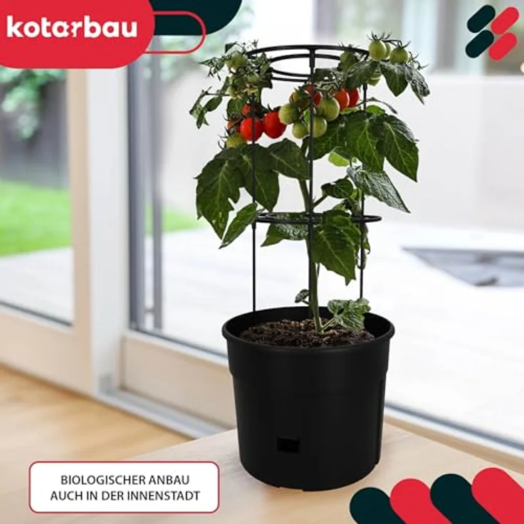 KOTARBAU® Tomatenturm 153 cm, Tomatentopf mit anpassbaren Rankhilfen, 28 L Fassungsvermögen, Schwarz Kunststoff, für Tomaten und Gemüse – Bild 2