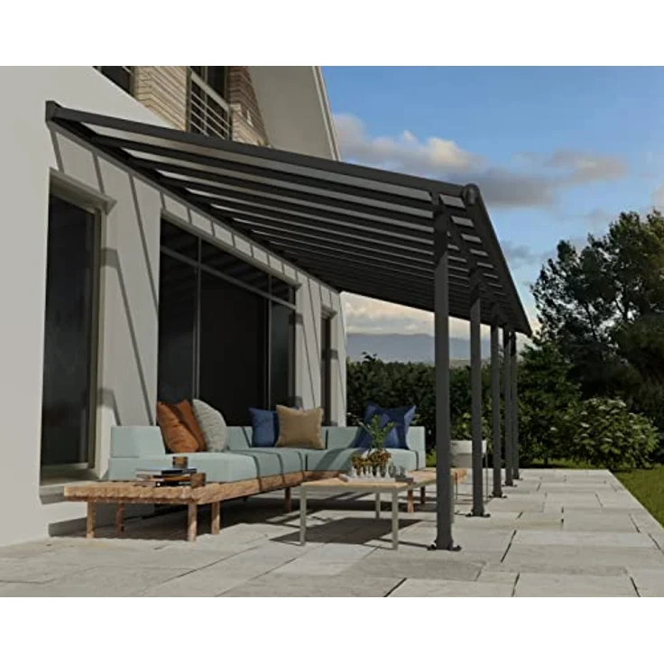 CANOPIA Terrassenüberdachung Alu Olympia 3X8.51 Polycarbonat Pergola Grau, 860 x 295 cm, UV-Schutz, einfache Montage – Bild 3