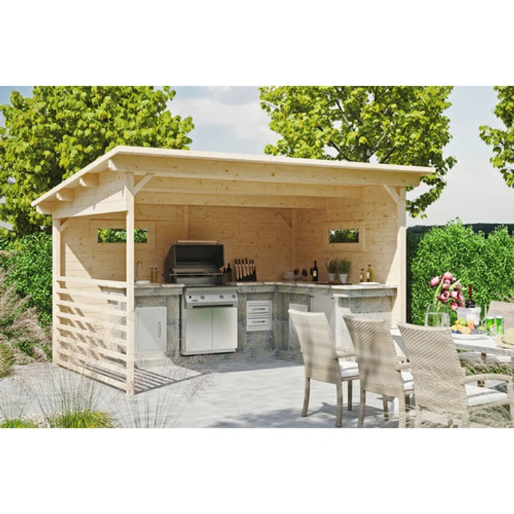 GartenHaus GmbH Pavillon SKAN HOLZ Vimmerby 410 x 310 cm aus naturbelassenem Fichtenholz