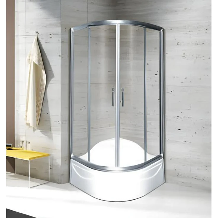AEA Duschecke Duschtür Duschabtrennung 90x90 cm, klare Glasoptik mit edlen Aluminiumprofilen, pflegeleicht und elegant