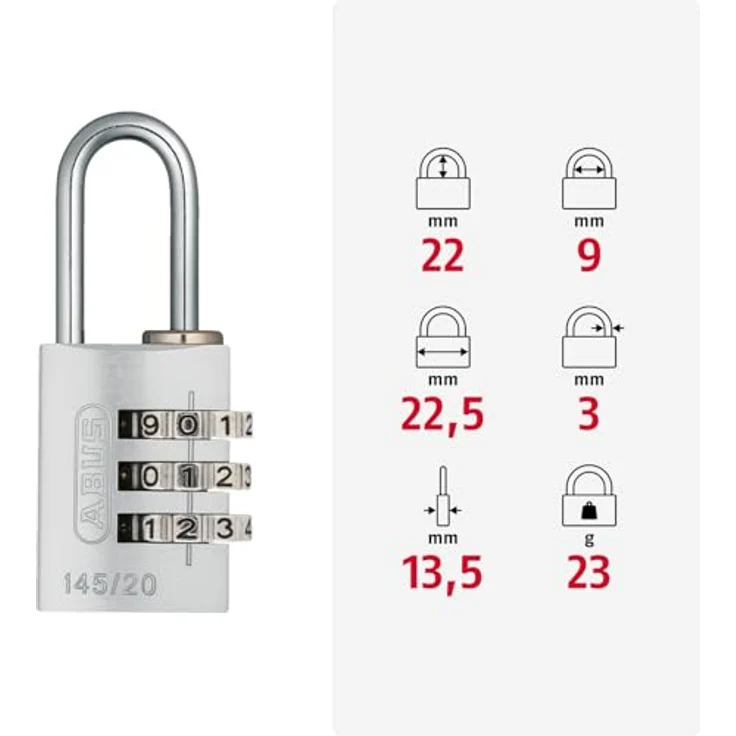 ABUS Aluminium-Zahlenschloss 145-20, gelb, 46609 – Bild 4