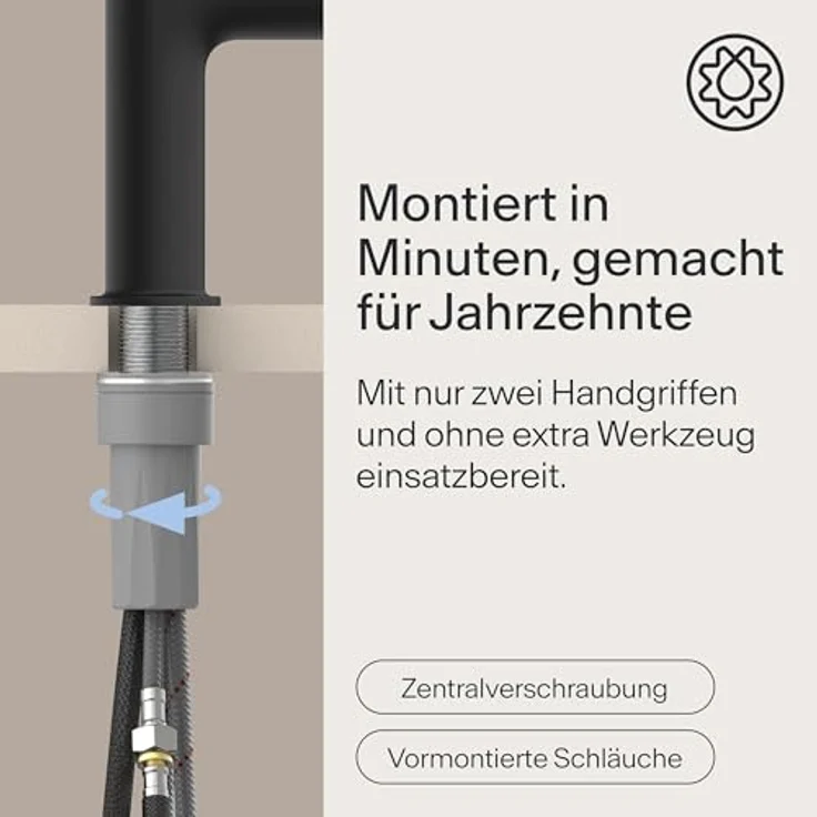 Naber Küchenarmatur Wasserwerk Stringere, Hochdruck, mit herausziehbarem Auslauf und 2 Strahlarten, schwarz matt – Bild 5