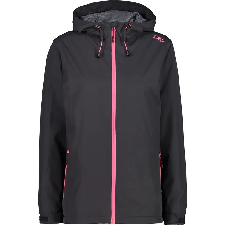 CMP Regenjacke WOMAN JACKET FIX HOOD ANTRACITE-GLOSS, Wasserundurchlässige Ripstop Jacke mit verschweißten Nähten.