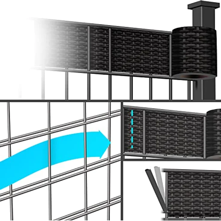 KESSER PVC Sichtschutzstreifen Sichtschutz Rolle Doppelstabmatten Zaun Blickdicht Wetterfest und Windschutz Zaunfolie Sichtschutz Garten Gartenzaun 35 m, Rattan-Anthrazit – Bild 3