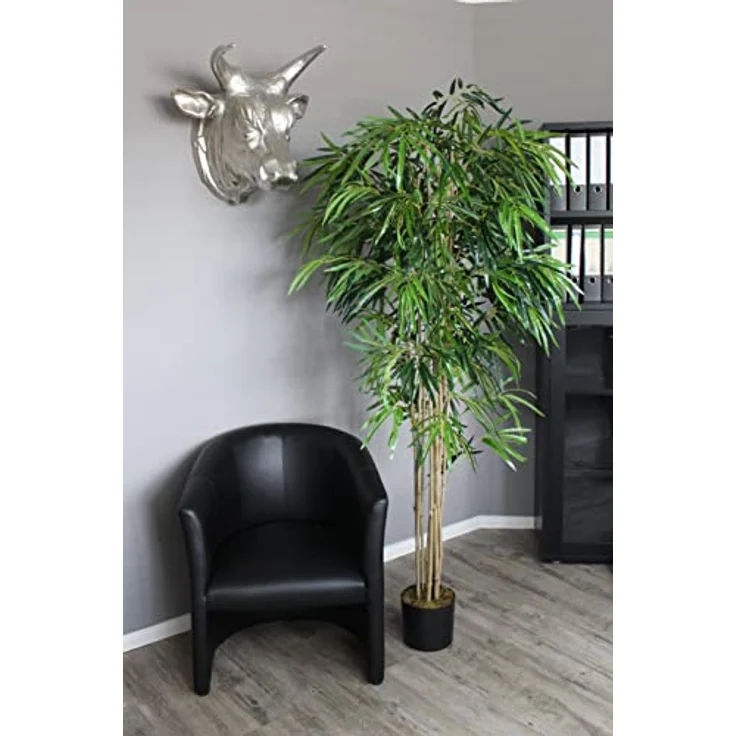 Arnusa Großer künstlicher Bambus 190 cm Deluxe Kunstpflanze mit Naturbambusstämmen, künstliche Pflanze Sichtschutz Raumtrenner in realistischer Bambusimitation – Bild 5