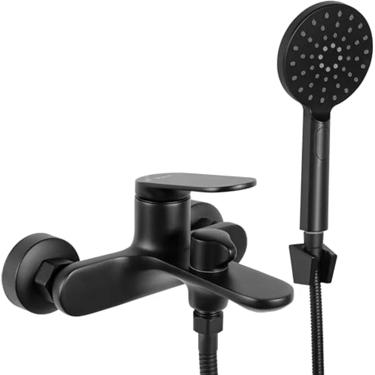 wohnwerk.idee Wannenarmatur Badewannenarmatur Gold Matt Gebürstet, Einhebelmischer mit integrierter Handbrause und flexiblen Schlauch – Bild 1