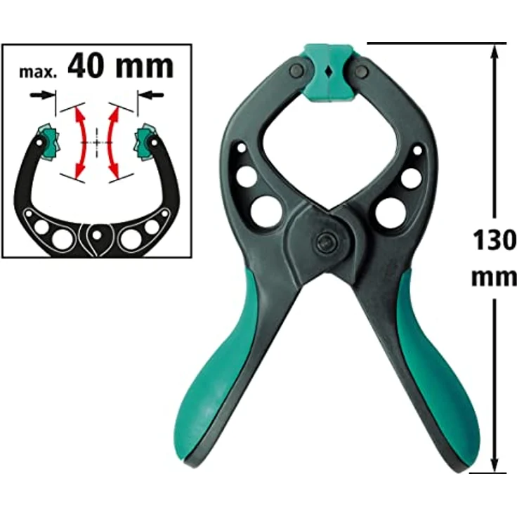 wolfcraft FZ 40 Federzwinge 3630000 | Kleine Klemme zum Fixieren des Werkstücks mit einer Spannweite von 40 mm | Bedienung mit nur einer Hand möglich – Bild 3