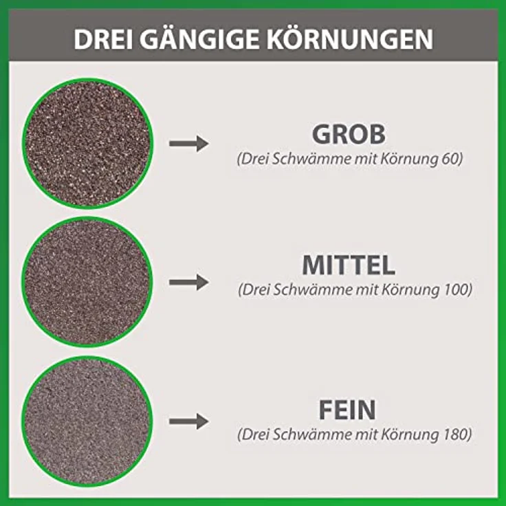 QUADRIOS Schleifschwamm-Set 9 St. 4-seitig in Körnung 60, 100, 180 - Handschleifklotz mit hoher Durchschlagsfestigkeit für Heimwerken und Bau – Bild 2